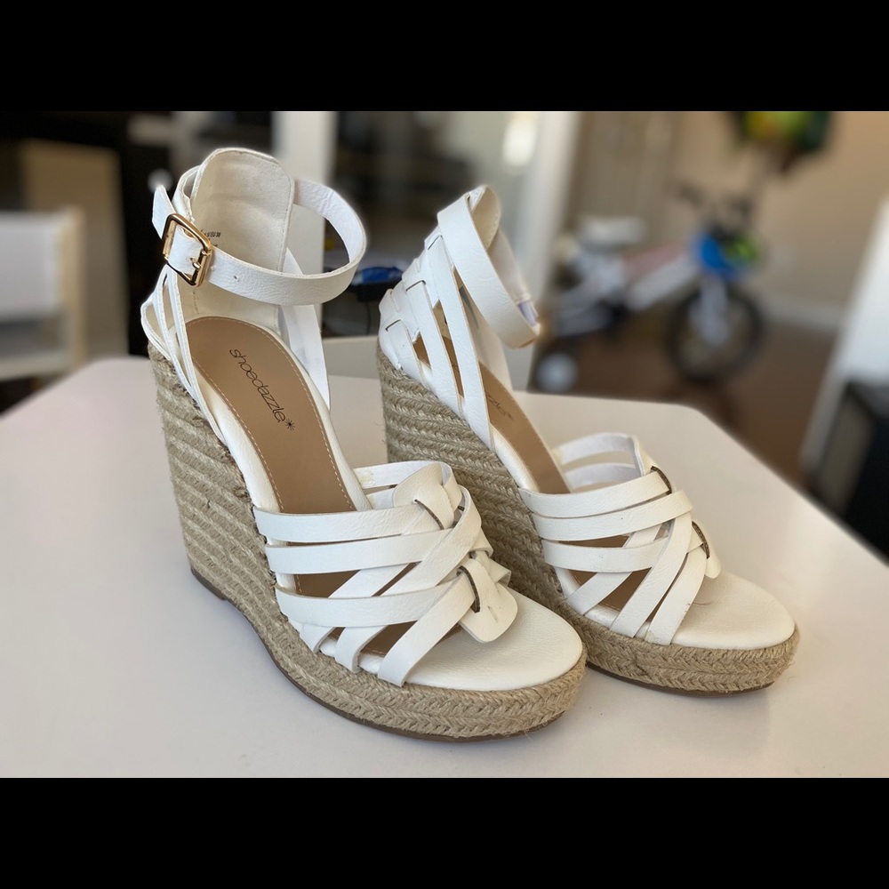 White strappy wedges!